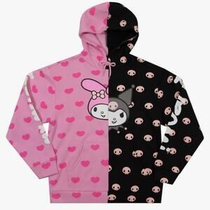 Dumbgood Sanrio My Melody and Kuromi long sleeve Black & Pink Adult Hoodie 2XL